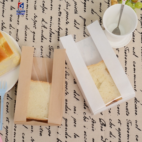 Toast packaging bag transparent open window kraft paper bag bread biscuit pastry baking bag