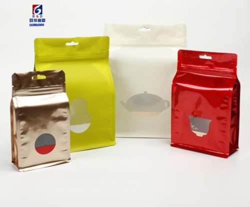 Eight-sided self-supporting aluminum foil sealed bags